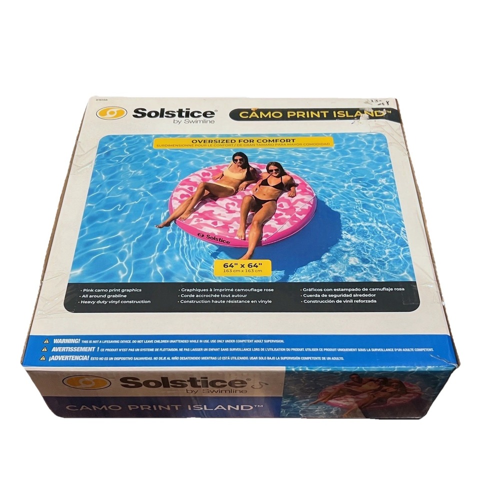 Solstice‎ Camo Print Island 64" Pink Camouflage Pool Float 2-Person